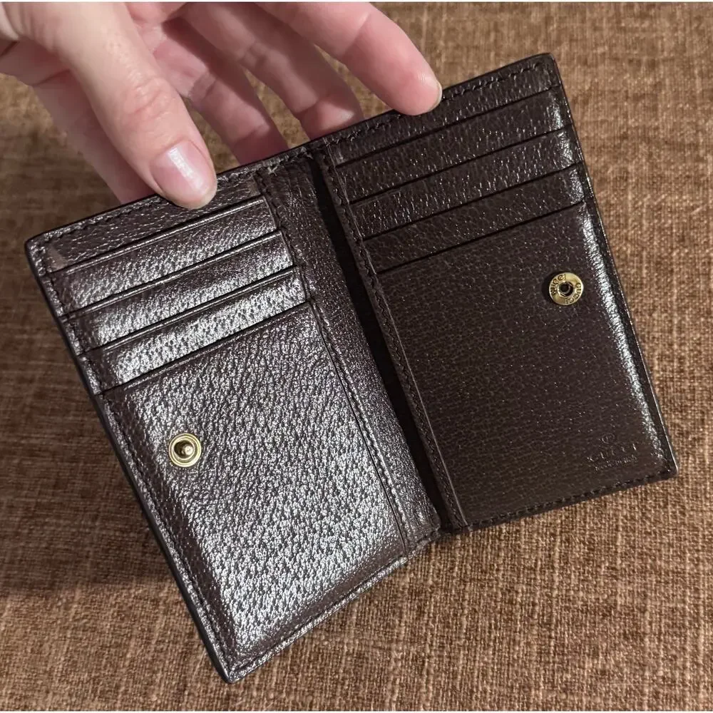 Auth. Gucci GG Ophidia Web Canvas Card Holder Case W/Dust Bag Rare
